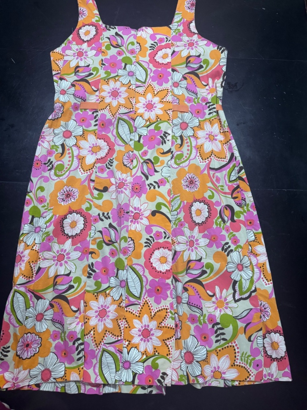 Vintage 2006 Floral Midi Dress with Vibrant Retro 1960s Mod Flare - 97% cotton - Picture 8 of 9